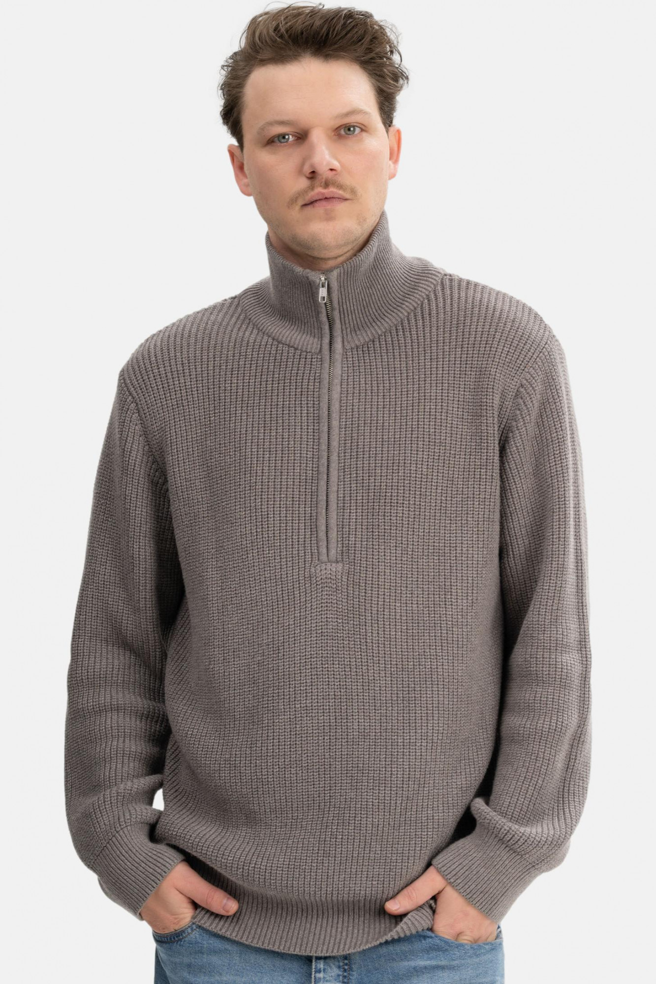 MELA Troyer UDAI Herren Pullover Braun Meliert Baumwolle GOTS Organic