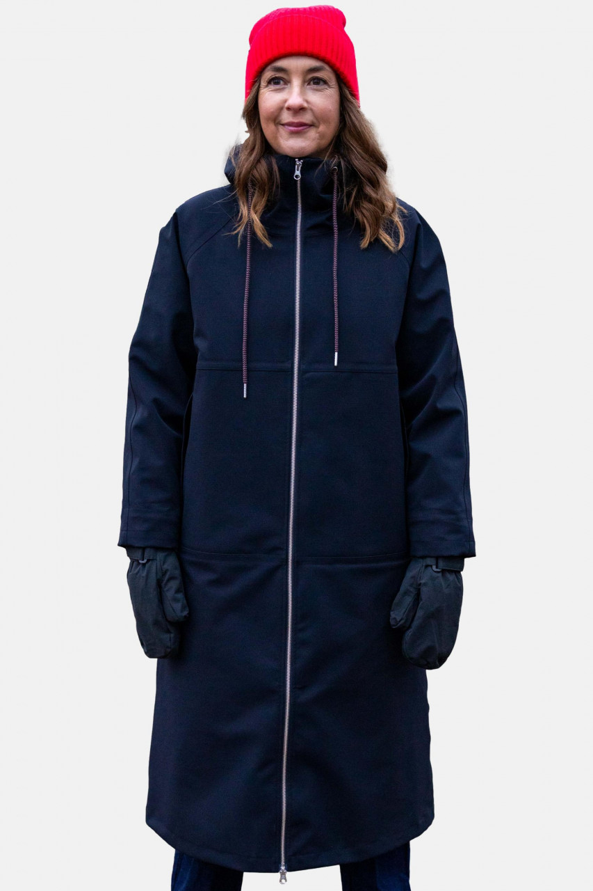 Danefae Wintermantel Daneroyal Damen Schwarz Regenjacke Steppjacke Extra Lang