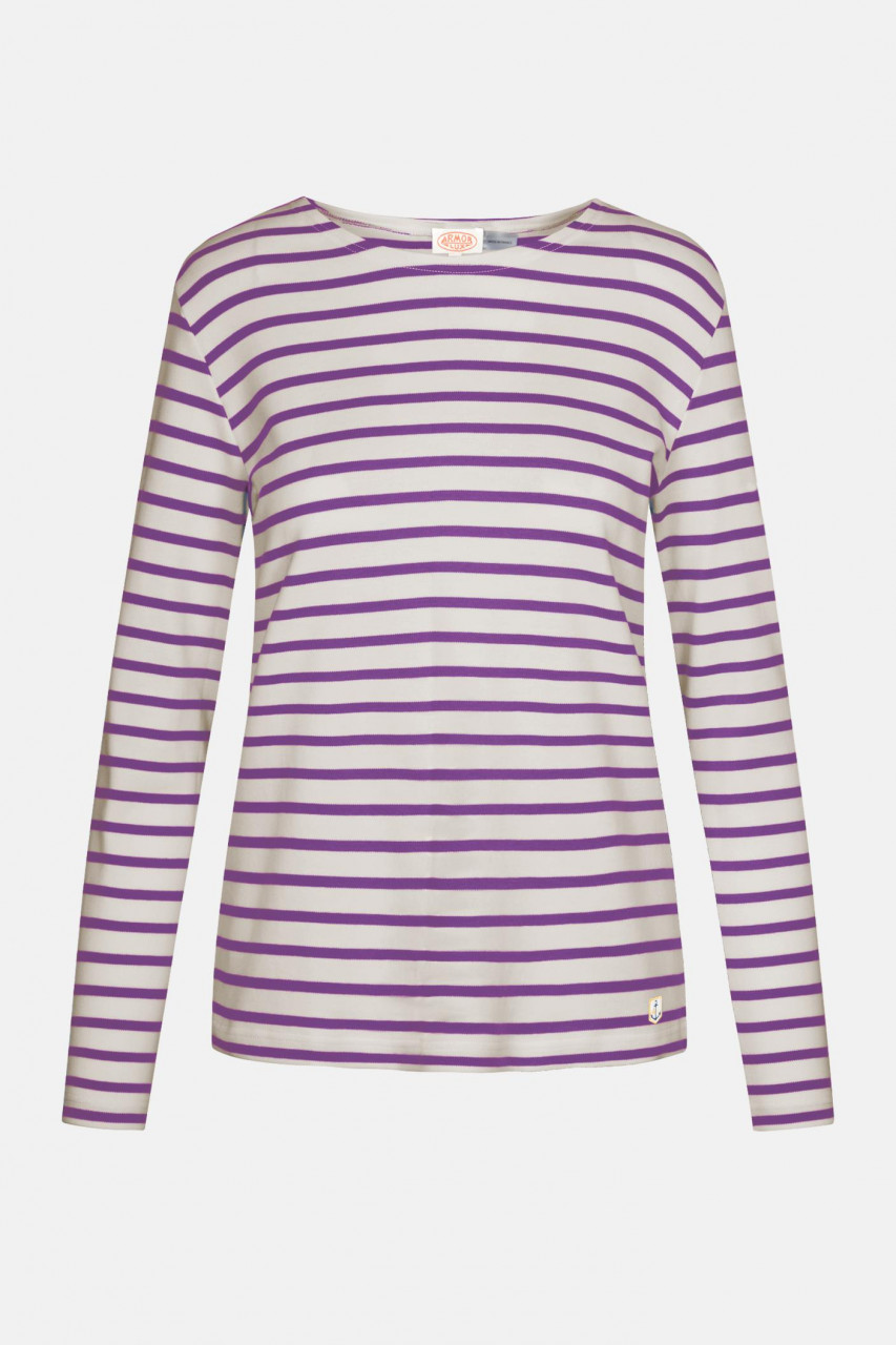 Armor Lux Streifenshirt Lesconil Natur Lila Gestreift Damen Mariniere