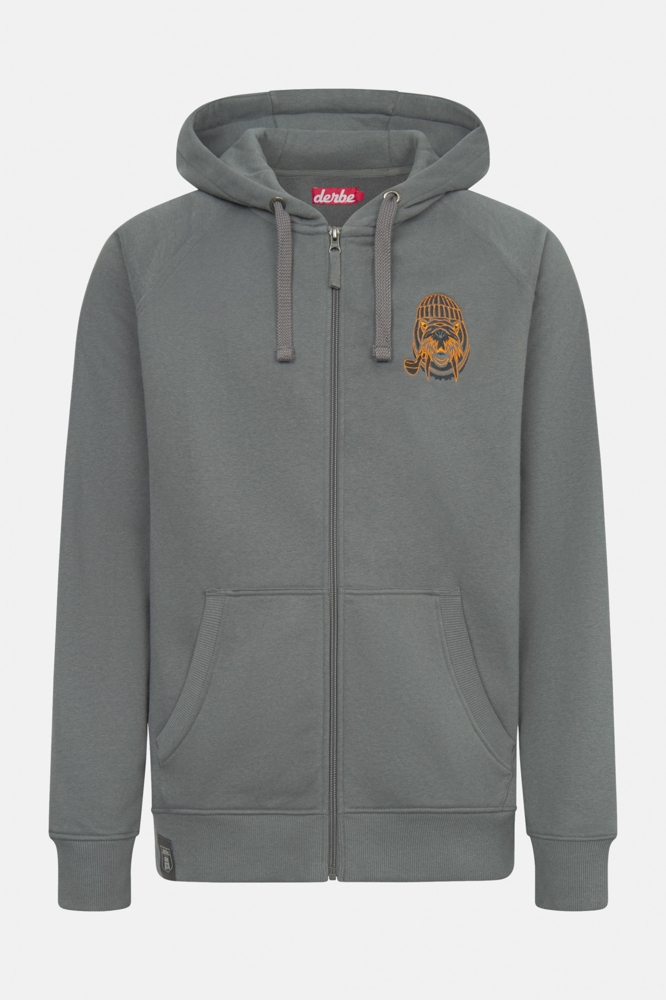 Derbe Sweatjacke Walross Herren Grau Zip Hoodie GOTS