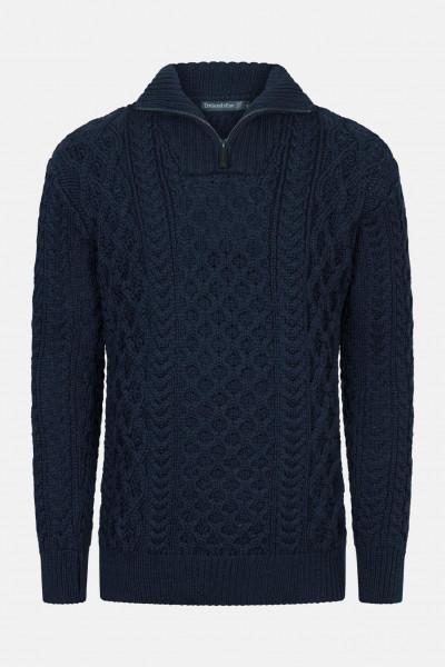 IrelandsEye Aran Troyer Dromore Dunkelblau Herren Pullover Navy