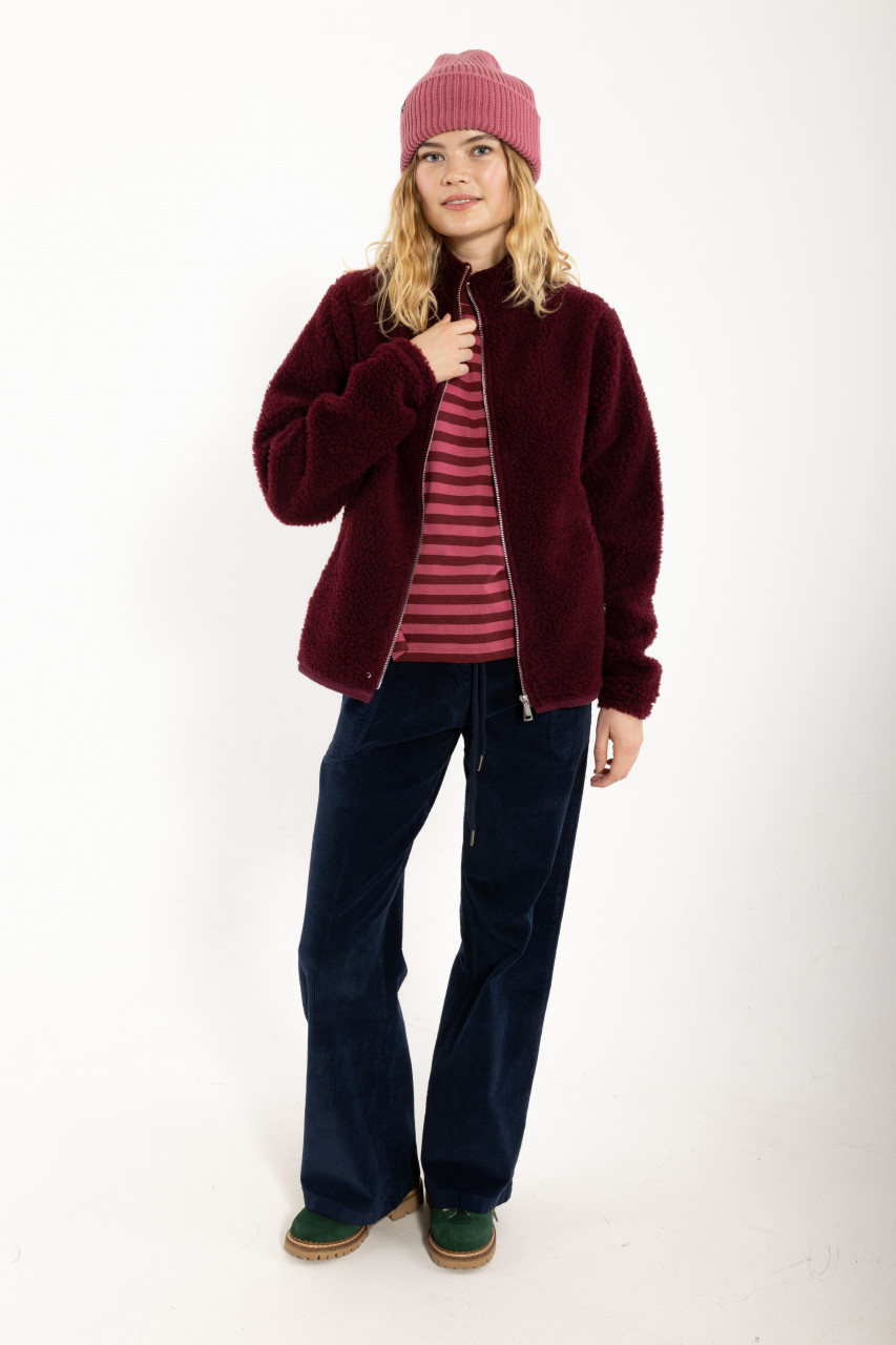 Danefae Danedada Übergangsjacke Bordeaux Weinrot Fleecejacke Wolle