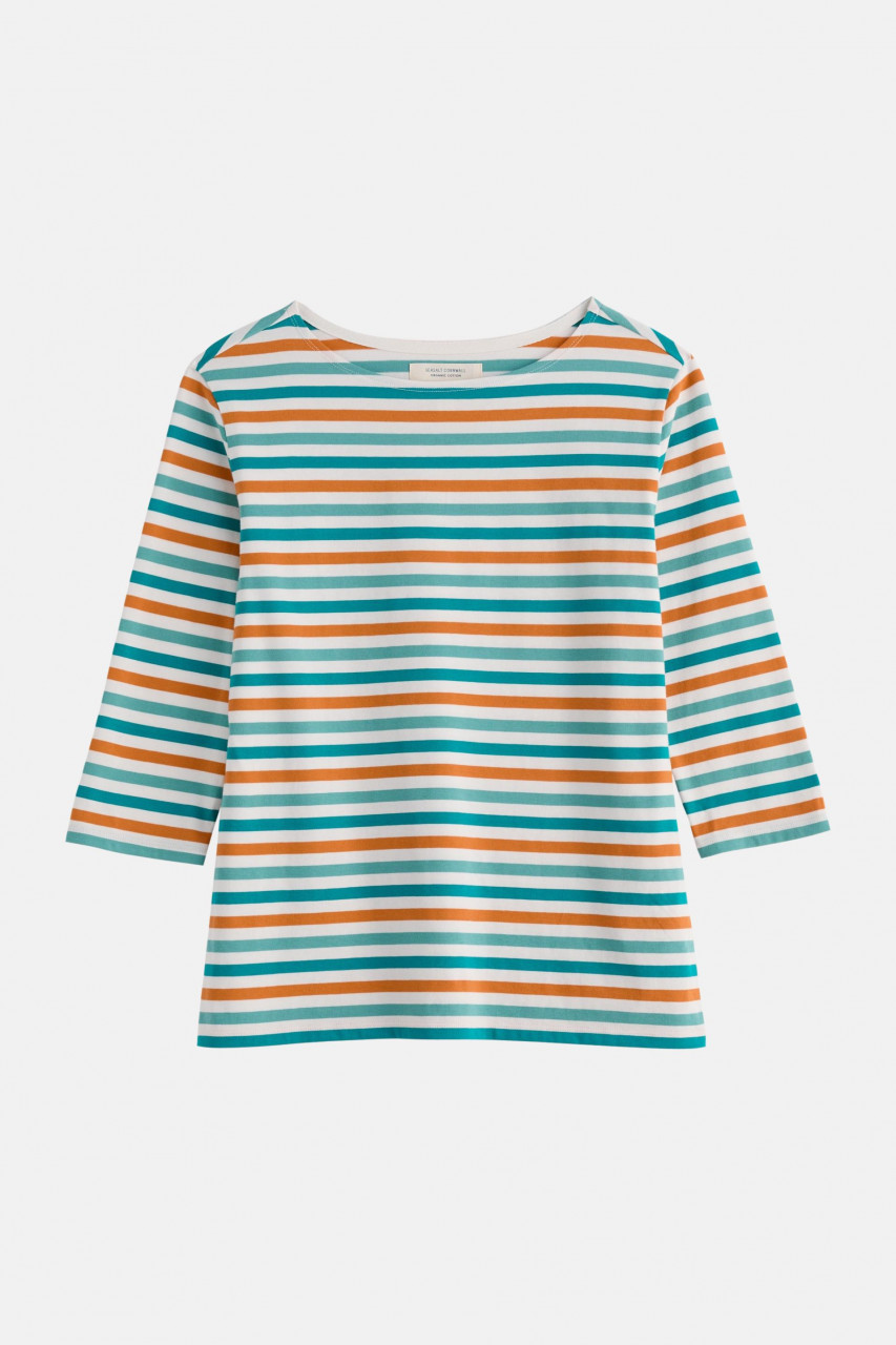 Seasalt Cornwall Streifenshirt Sailor Damen Türkis Orange Weiß GOTS