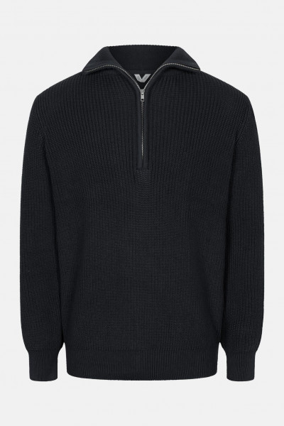 MELA Rippstrick Troyer UDAI Pullover Black Schwarz Baumwolle Nachhaltig