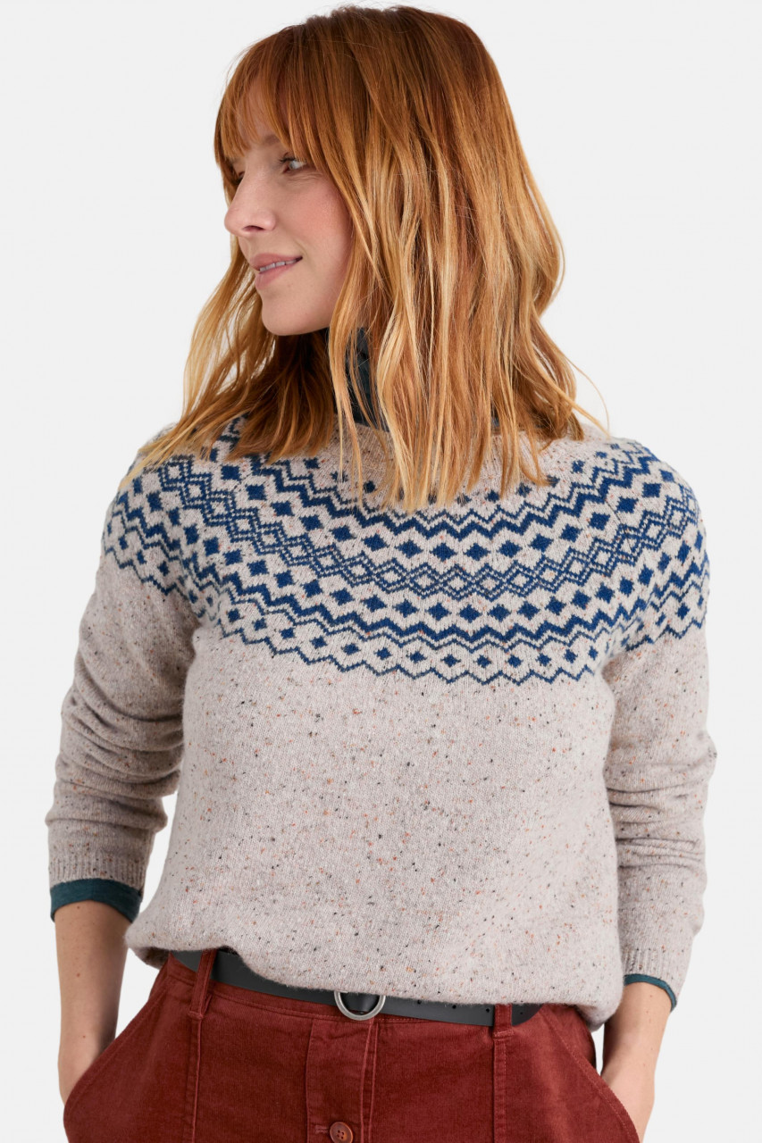 Seasalt Cornwall Camber Rocks Damen Pullover Weiß Blau Fairisle