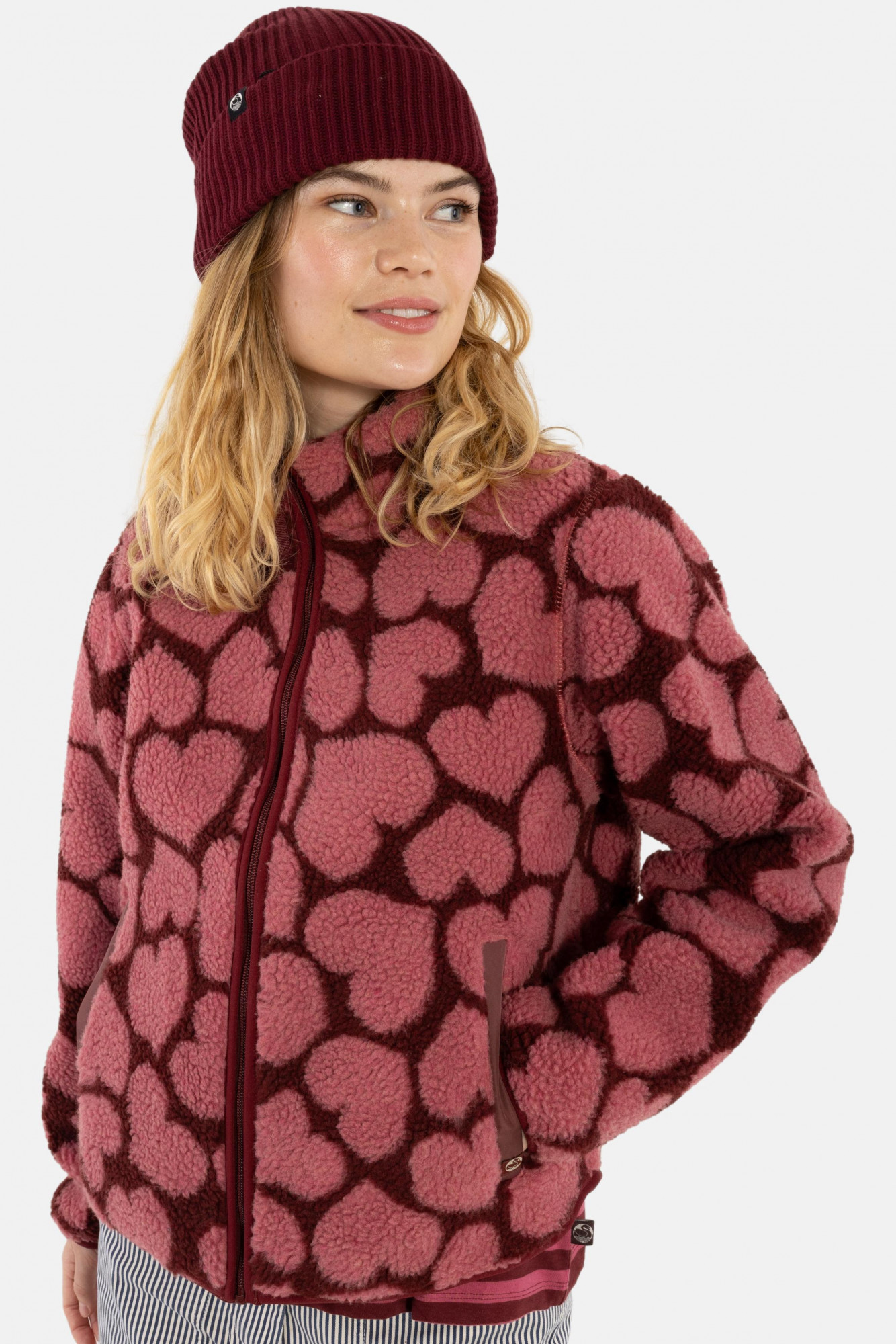 Danefae Danelabrador Fleecejacke Rot Rosa Herzen