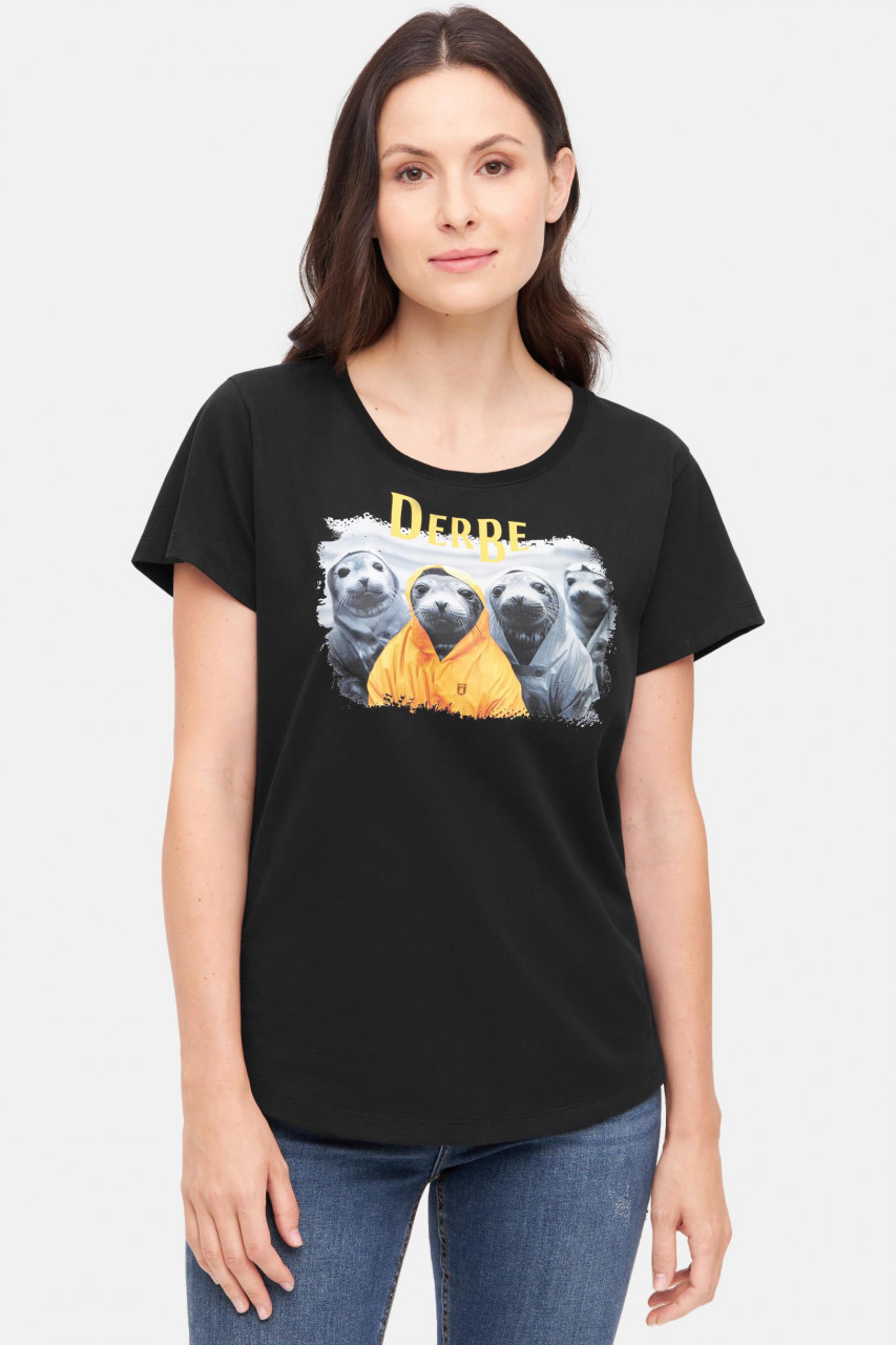 Derbe T-Shirt Robbentour Damen Schwarz