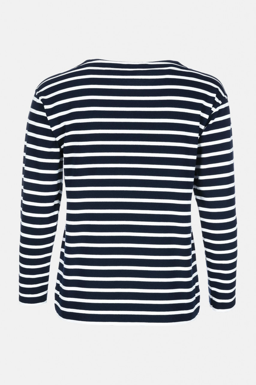 Bretonisches Fischerhemd Damen Langarm - Streifenshirt - blau/weissgestreift