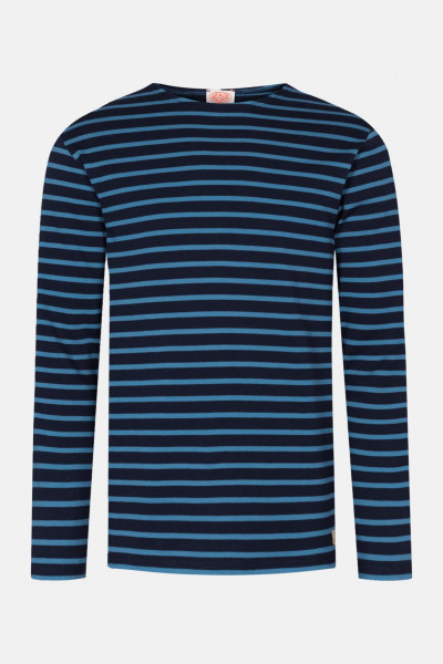 Streifen Bretonisch Top Baumwolle Sweatshirt Langärmlig Pullover Marineblau & XS 
