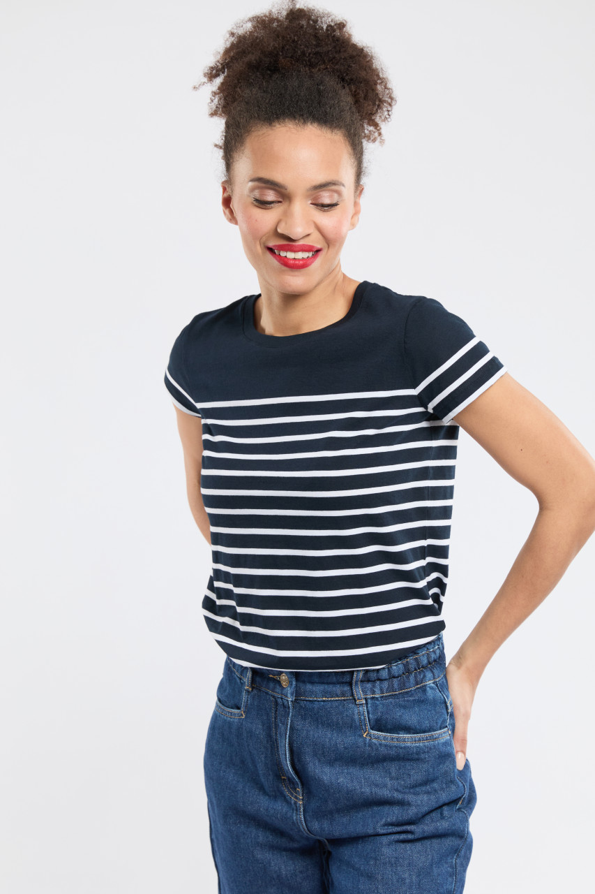 Armor Lux T-Shirt Etel Damen Dunkelblau Weiß Streifenshirt Heritage