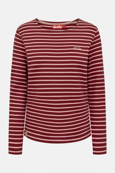 Derbe Streifenshirt Interstriped Damen Rot Rosa Langarmshirt GOTS Organic