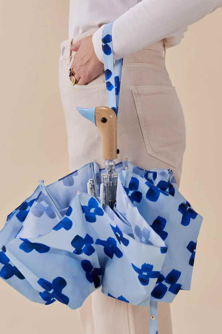 Original Duckhead Regenschirm Floral Rain Blau Blumen Floral