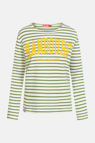 Derbe Hambourg Damen Langarmshirt Striped Offwhite Cactus Beige Grün Gestreift Derbe Hambourg Damen Langarmshirt Striped Offwhite Cactus Beige Grün Gestreift