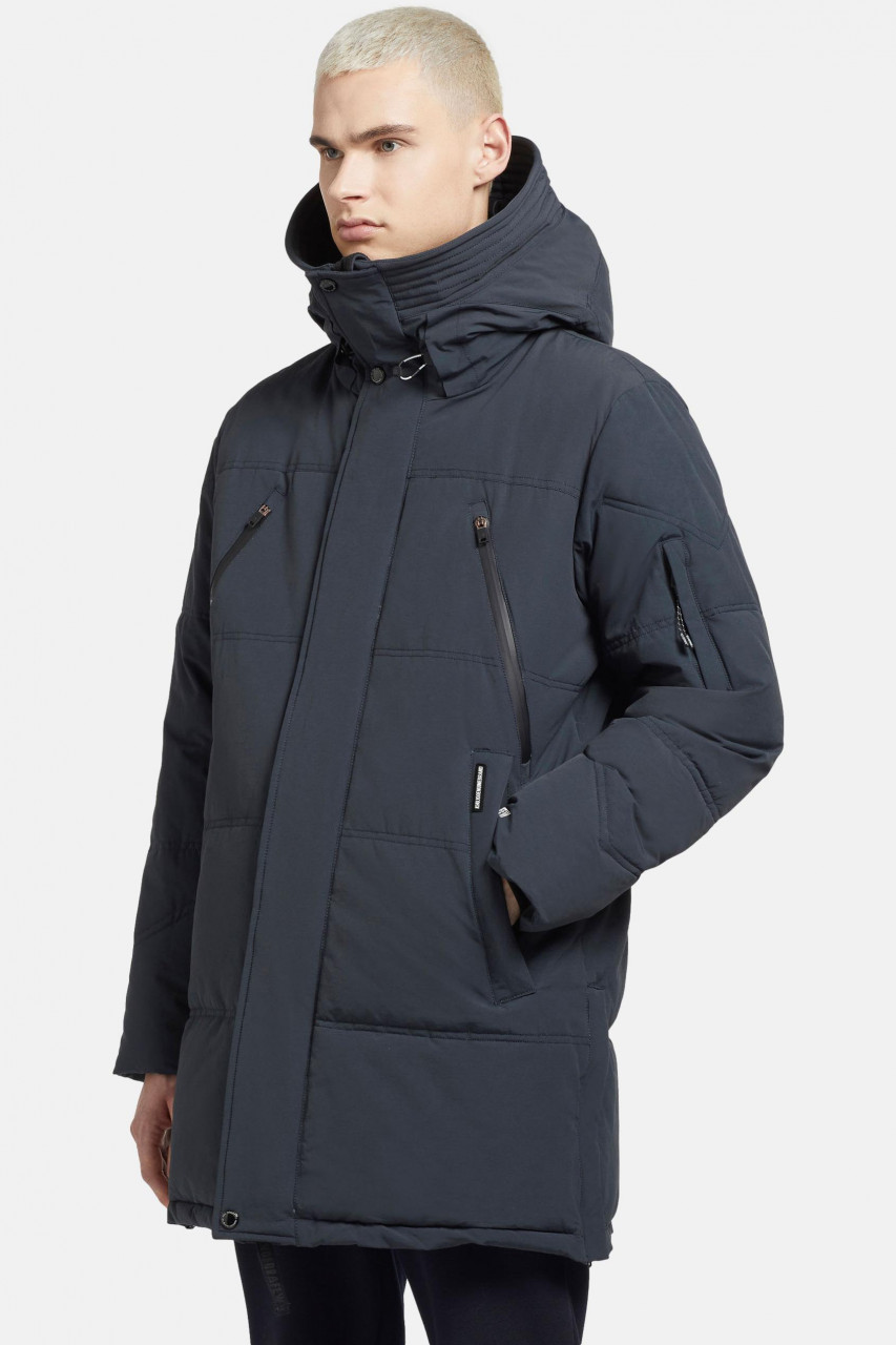 Khujo Cloyd Herren Winterjacke Grau Blau Obrage Blue Parka Steppmantel