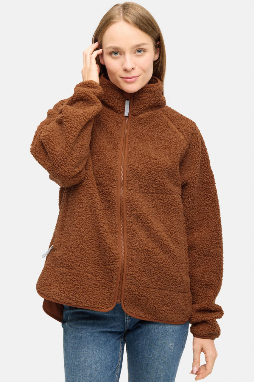 Derbe Damen Fleecejacke Kuschelby Braun Karamell Teddy