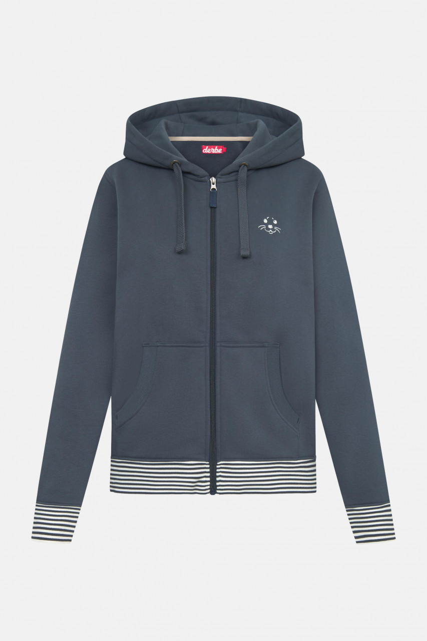 Derbe Sweatjacke Robbenschnute Striped Damen Blau Zip Hoodie
