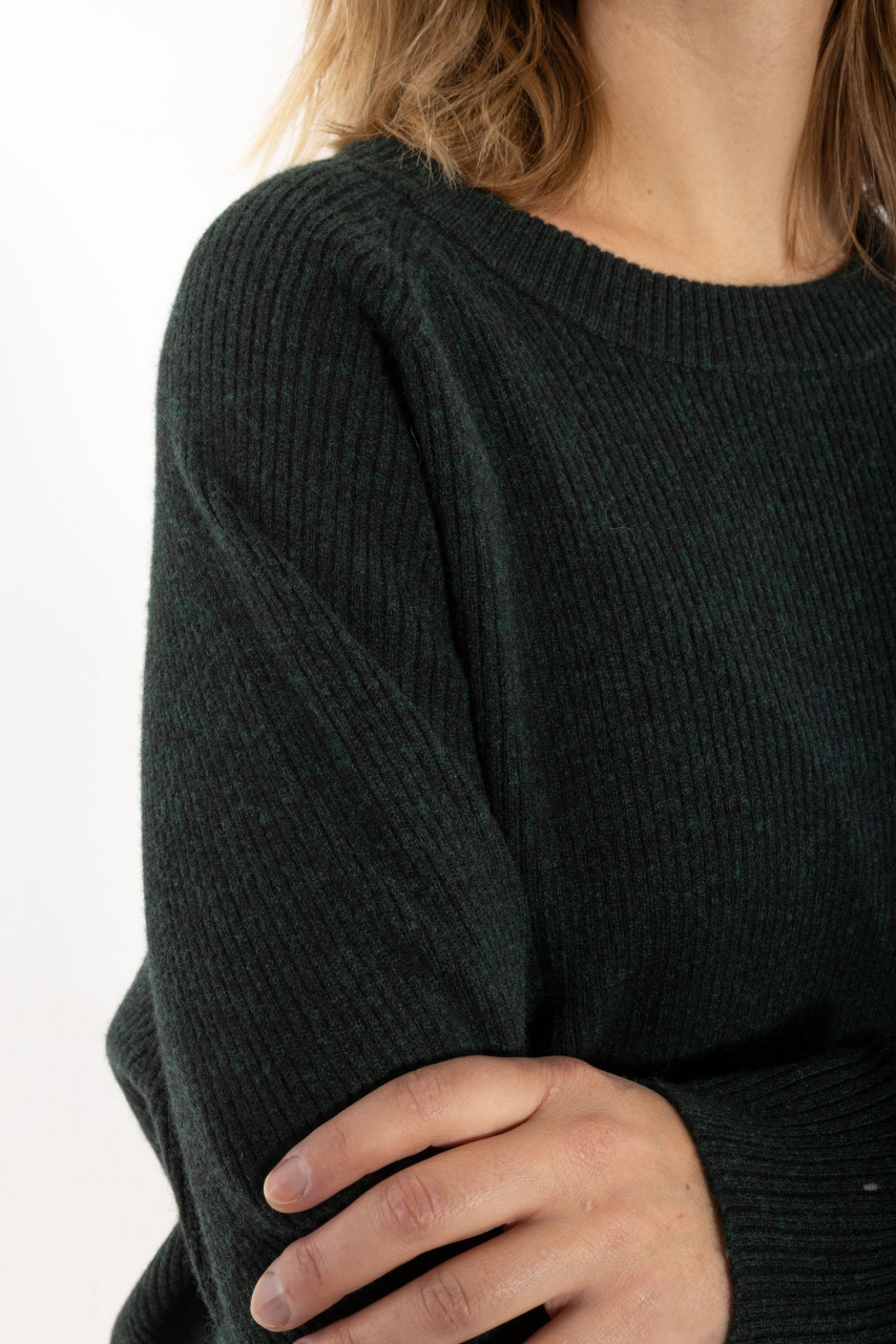 Danefae Strickpullover Danerelation Damen Dunkelgrün Chunky Rippstrick