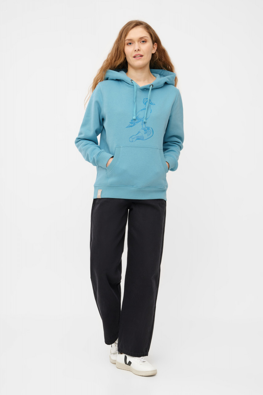 Derbe Hoodie Sturmmöwin Mono Damen Türkis Hellblau Kapuzenpullover GOTS
