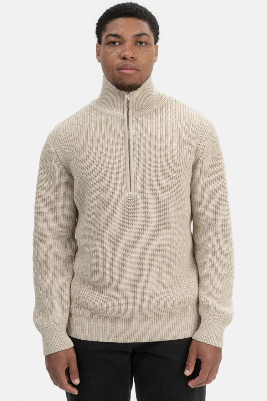 MELA Troyer UDAI Herren Pullover Beige Meliert Baumwolle GOTS Organic
