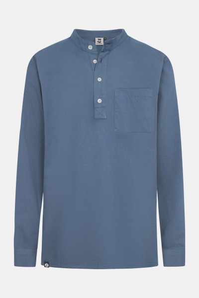 Hanseheld Fischerhemd Jeans Blau Uni GOTS Organic