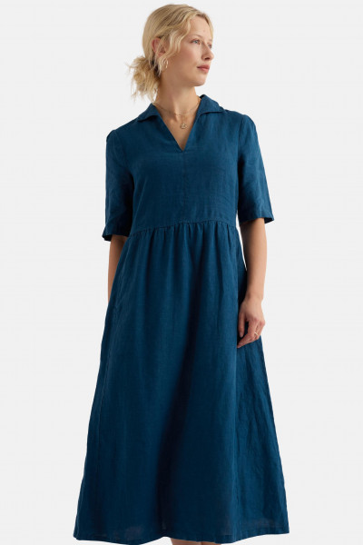 Seasalt Kleid Fen Violet Damen Blau Petrol Leinen Fischer