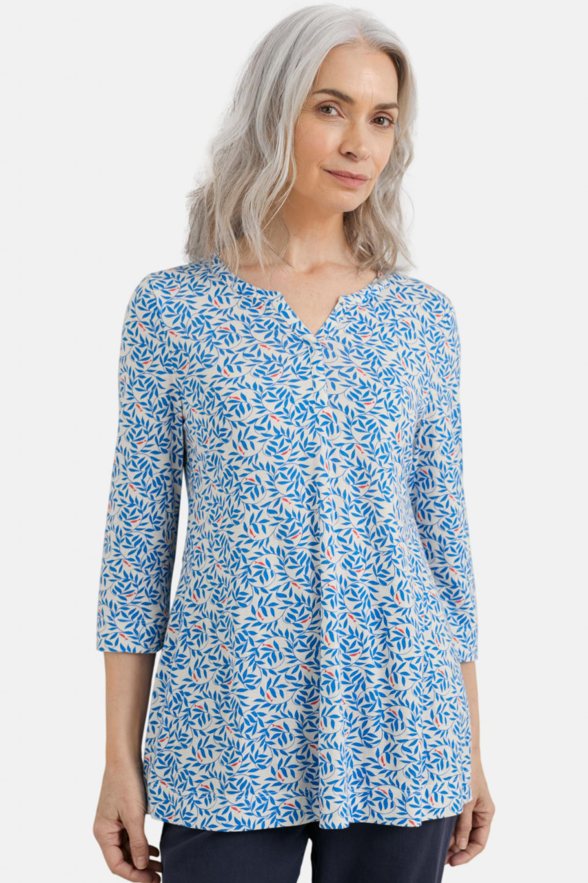 Seasalt Cornwall Risso Damen Shirt Weiß Blau Fisch Floral Schlupfbluse | Schlupfblusen