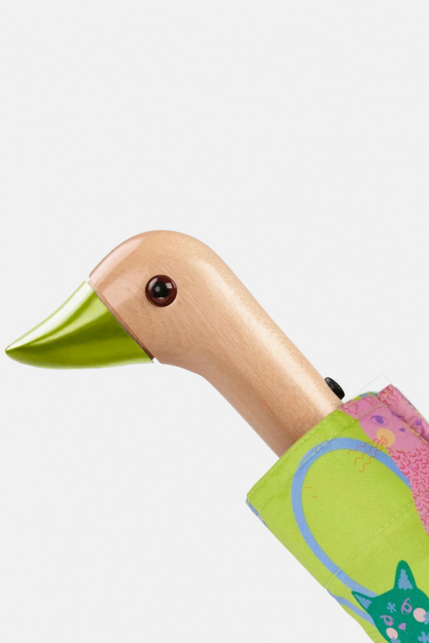 Original Duckhead Regenschirm Lime Arty Cats Hellgrün Neon Katzen Blau Rosa