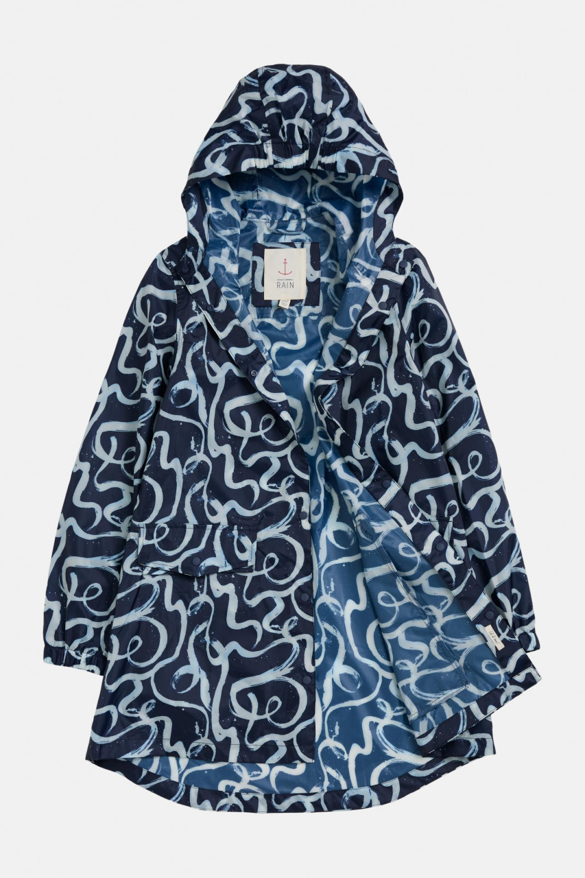 Seasalt Cornwall Regenjacke Packable Damen Blau Weiß Wellen Packbar