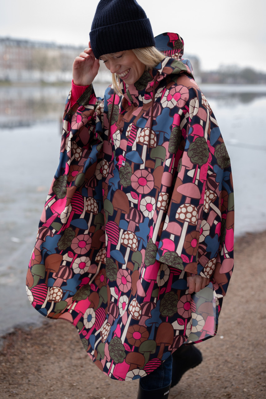 Danefae Regenponcho Danebodil Damen Blau Pink Pilze Regencape