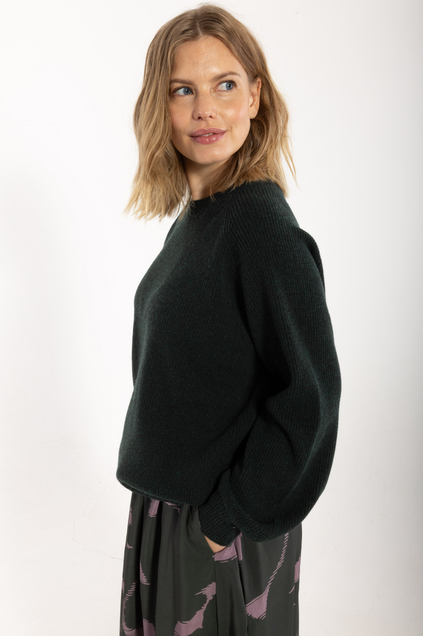 Danefae Strickpullover Danerelation Damen Dunkelgrün Chunky Rippstrick