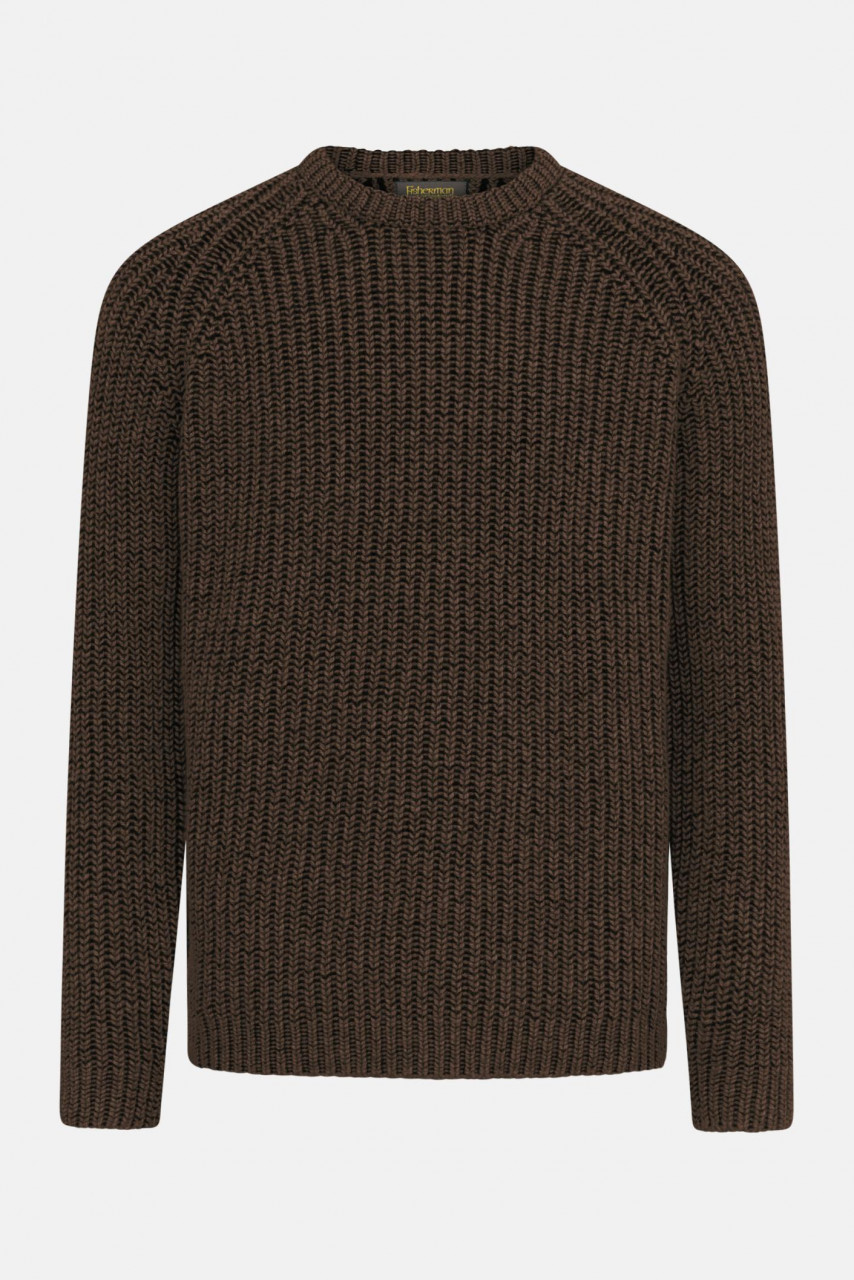 Fisherman out of Ireland Herren Pullover Dunkelbraun Schwarz Rippstrick