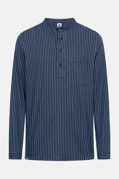 Hanseheld Fischerhemd Blau Breit Gestreift GOTS Organic Hanseheld Fischerhemd Blau Breit Gestreift GOTS Organic