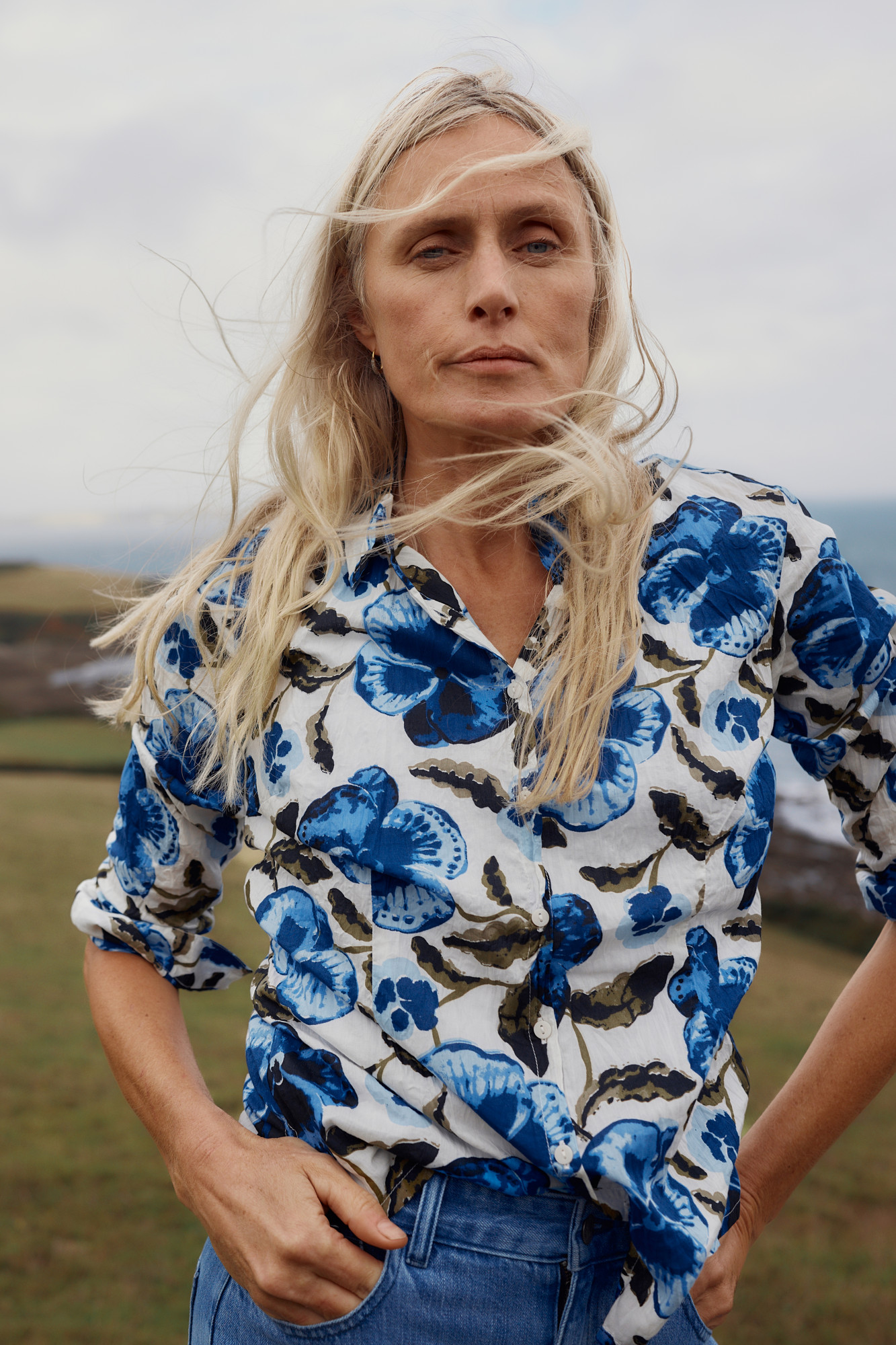 Seasalt Bluse Larissa Damen Weiß Blau Blumen Spring