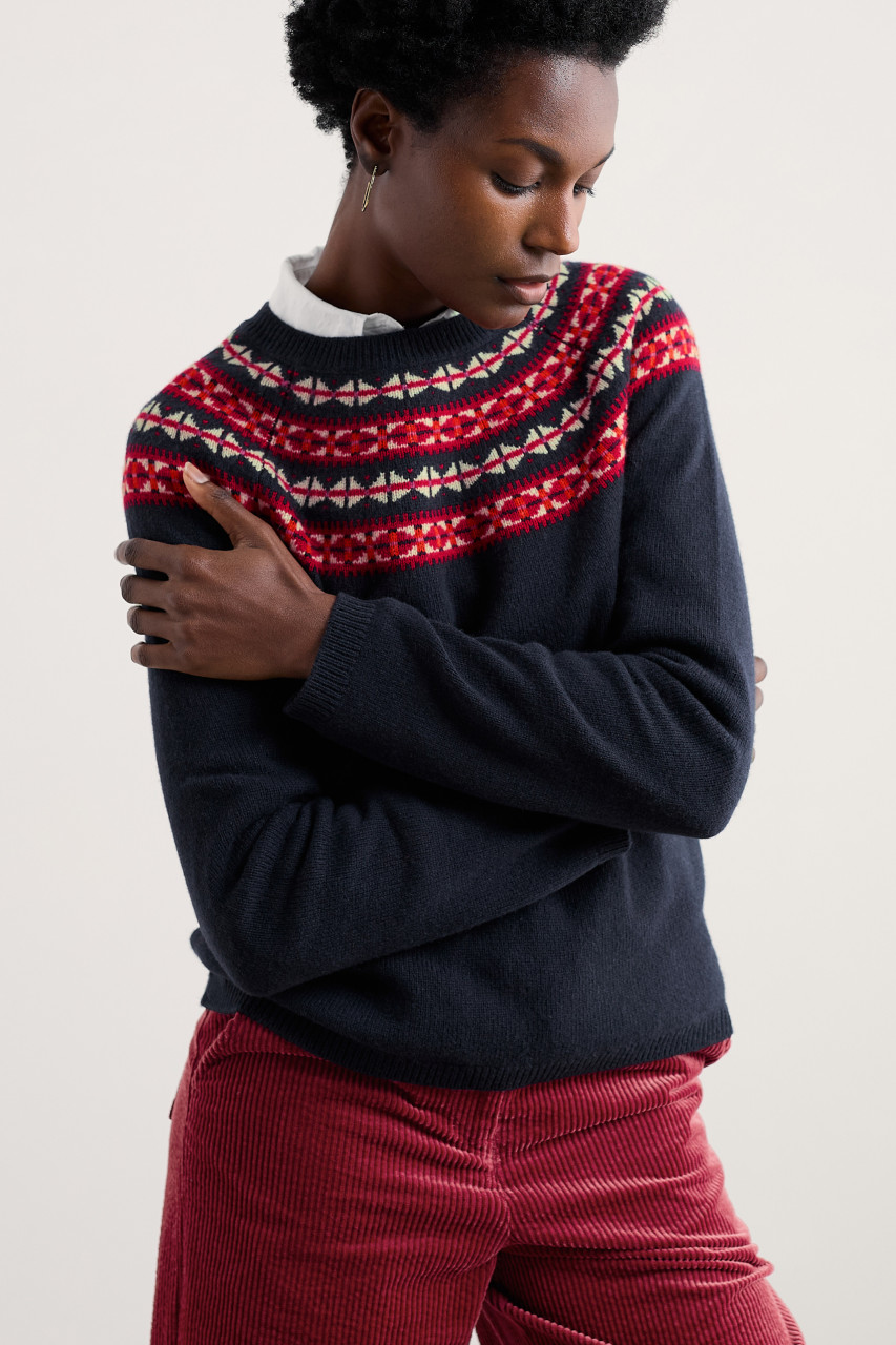 Seasalt Cornwall Pullover Seas Edge Damen Blau Rot Fairisle