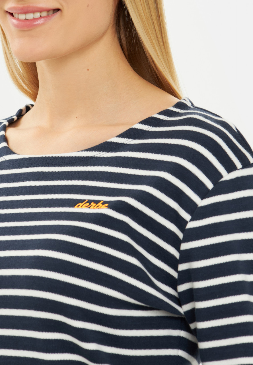 Detailbild von Streifenshirt Interstriped Dunkelblau Weiß Gestreift für Damen von derbe