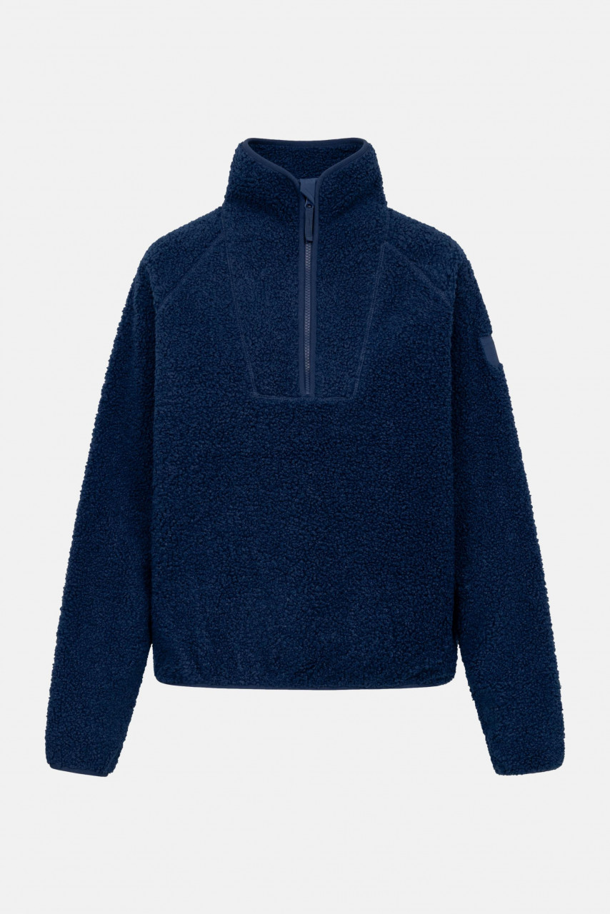 Derbe Damen Fleece Pullover Kuschelby Troyer Blau Teddy
