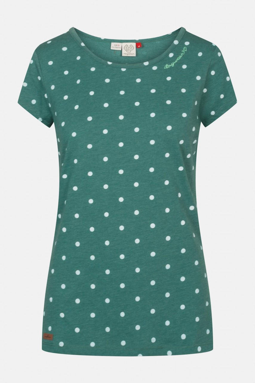 Ragwear Mint Dots Dark Green Damen Shirt Grün Punkte
