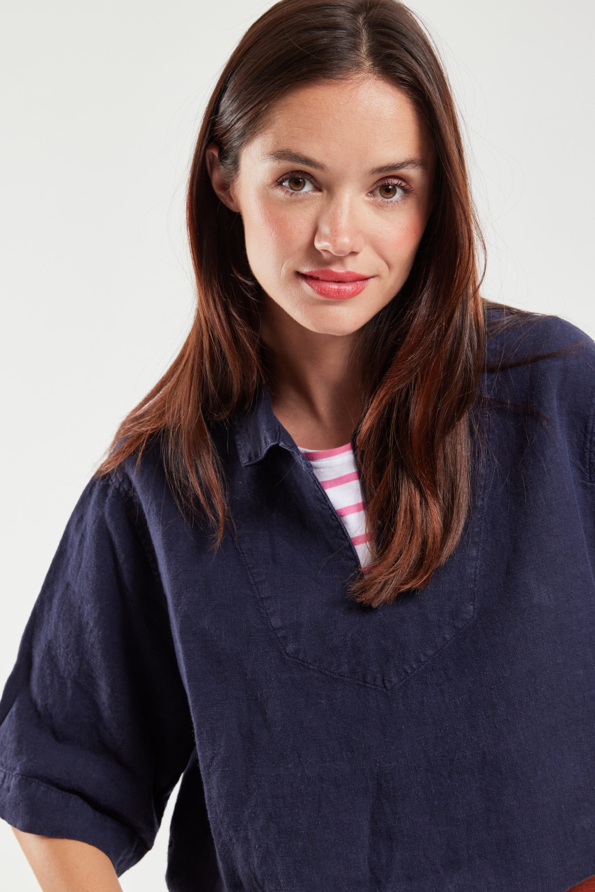 Armor Lux Leinenhemd Damen Fischerhemd Vareuse Dunkelblau
