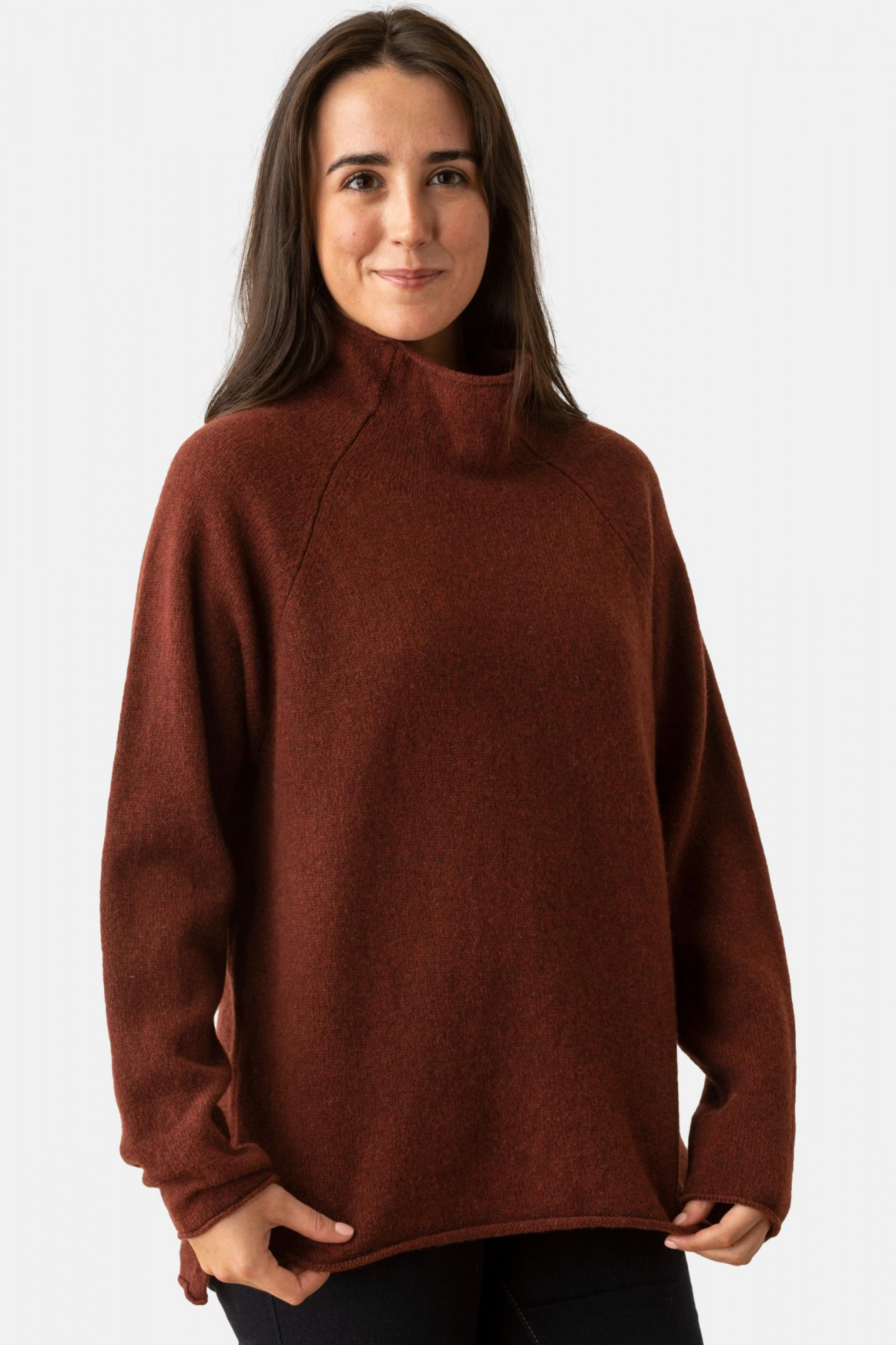 ERIBÉ Corry Raglan Damen Pullover Rot Braun
