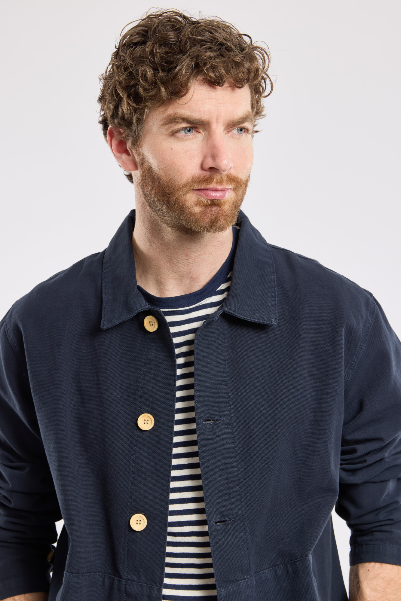 Armor Lux Übergangsjacke Herren Blau Overshirt Fischerjacke Canvas Heritage