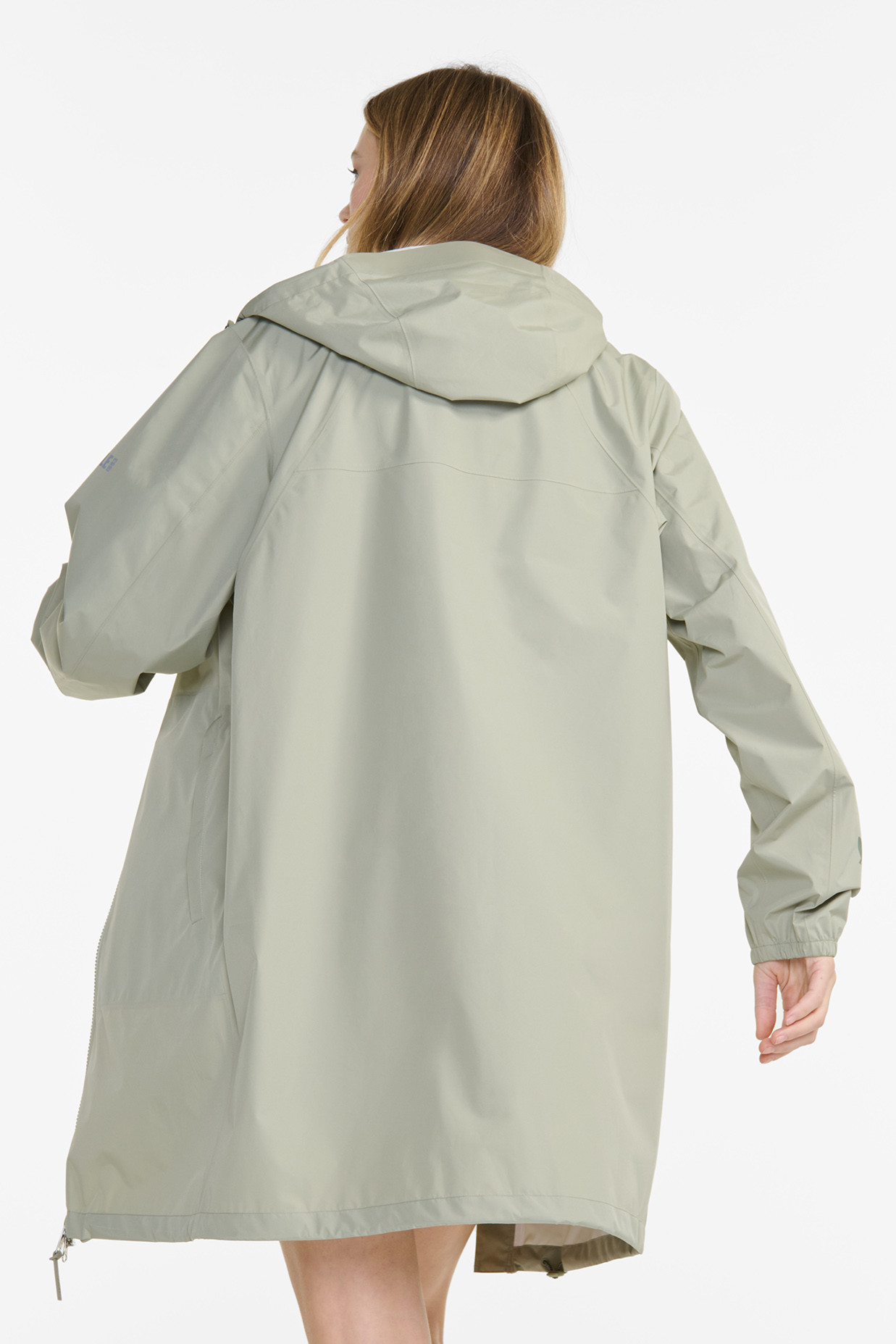 Aigle Regenjacke Hellgrün Grau Langer Parka Packbar Taupe