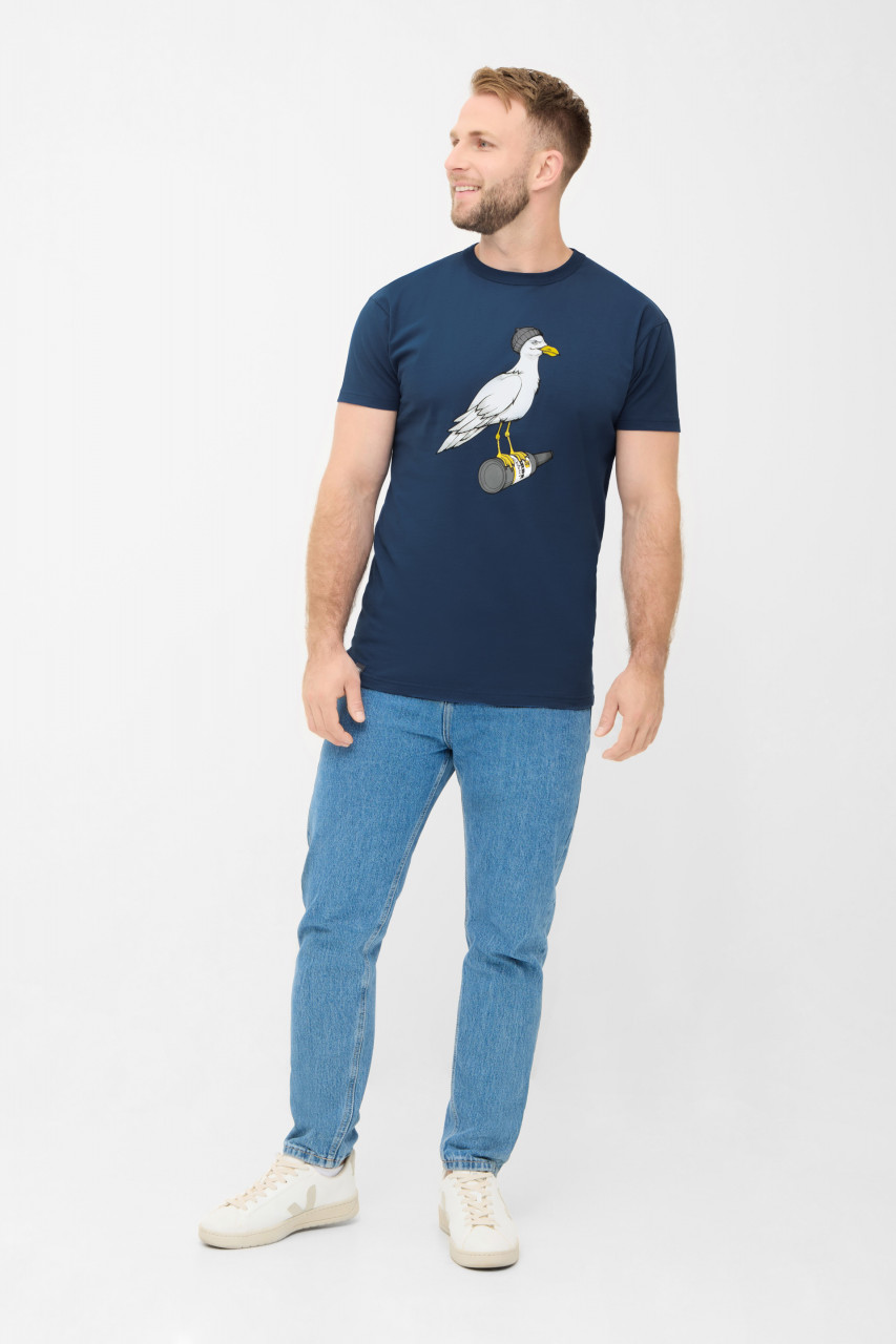 Derbe T-Shirt Sturmmöwe Herren Blau Grau GOTS Organic