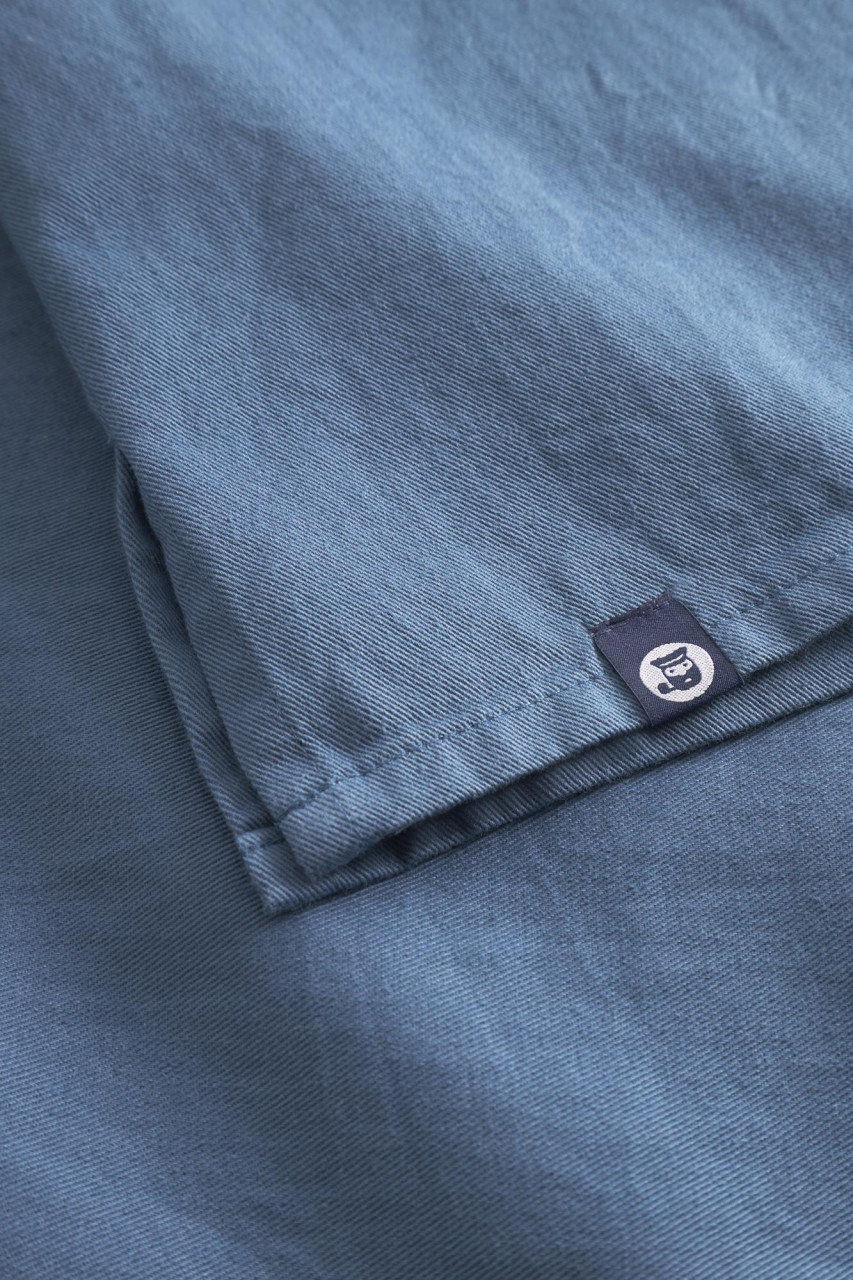 Hanseheld Stehkragen-Hemd Herren Jeans-Blau Baumwolle GOTS Organic