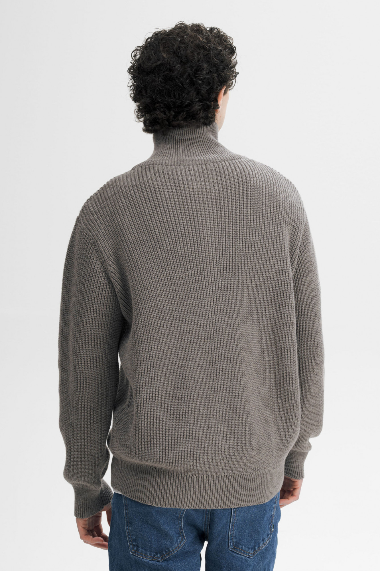 MELA Strickjacke TAKSH Herren Braun Meliert Baumwolle Stehkragen Troyer GOTS Organic