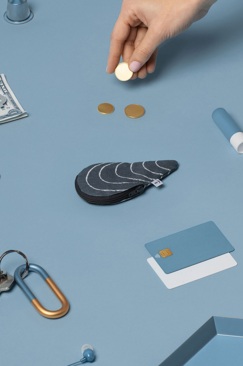 Don Fisher Tasche Muschel Blau Grau Mini Geldbörse