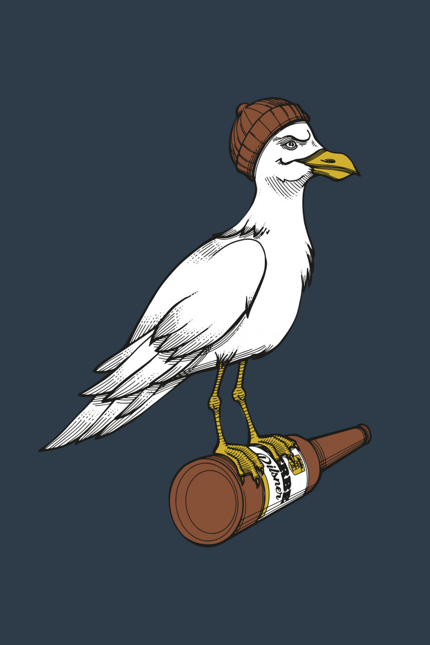 Detailbild von einem T-Shirt Blau Sturmmöwe der Marke derbe