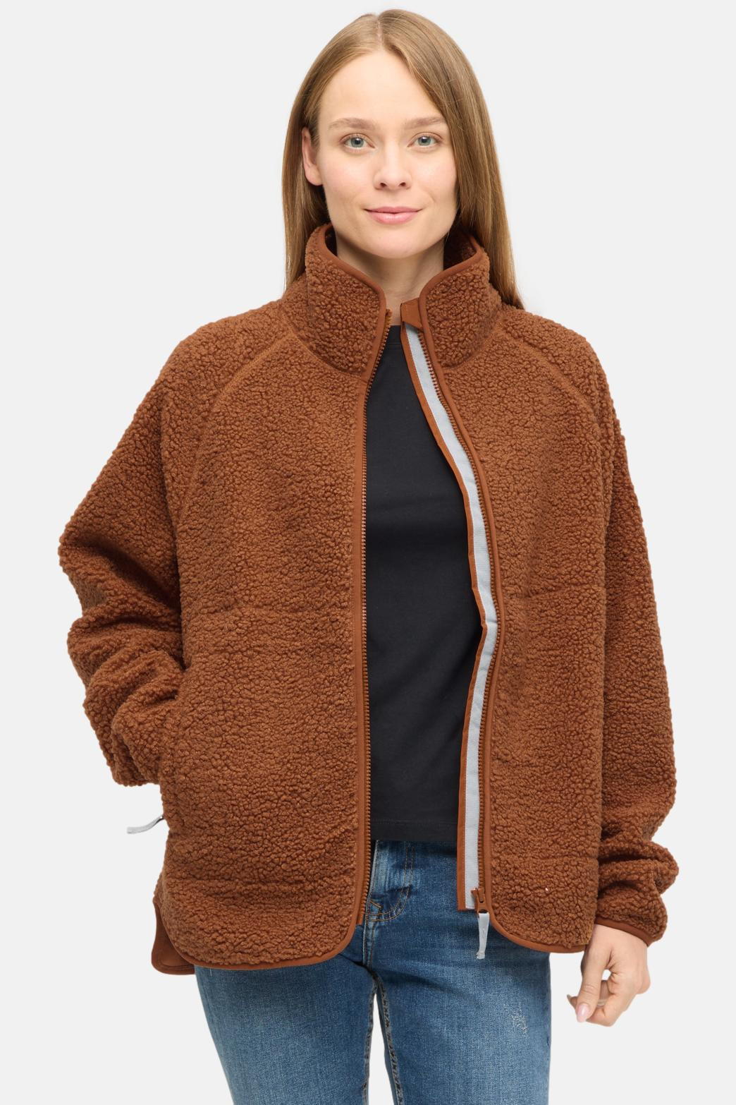 Derbe Damen Fleecejacke Kuschelby Braun Karamell Teddy