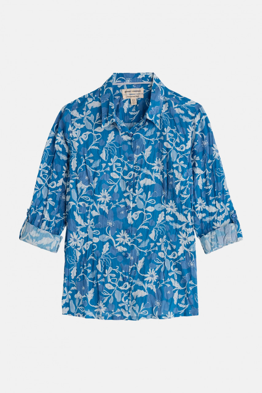 Bluse Larissa Shirt Blau Blumen Floral für Damen von Seasalt Cornwall