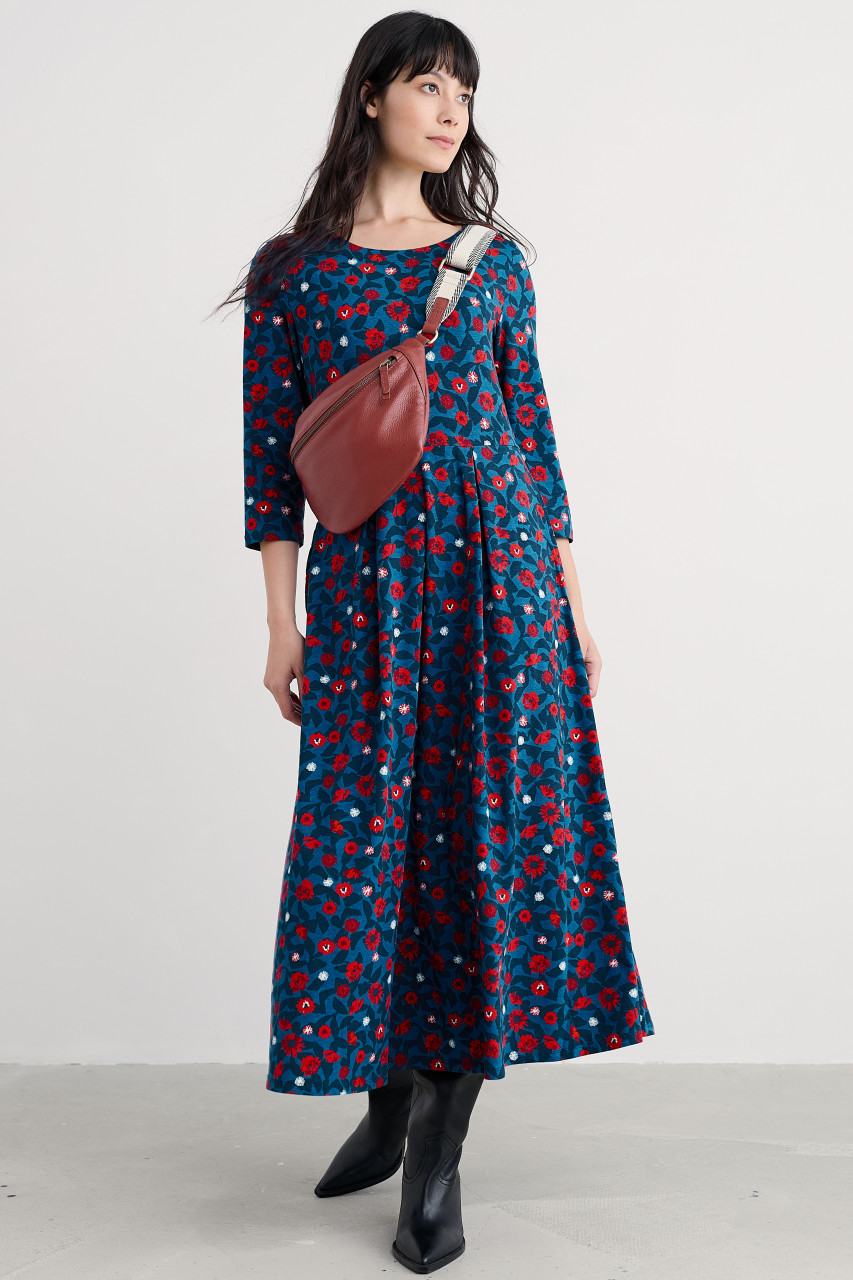 Seasalt Cornwall Veronica Damen Kleid Blau Rot Blumen GOTS Organic