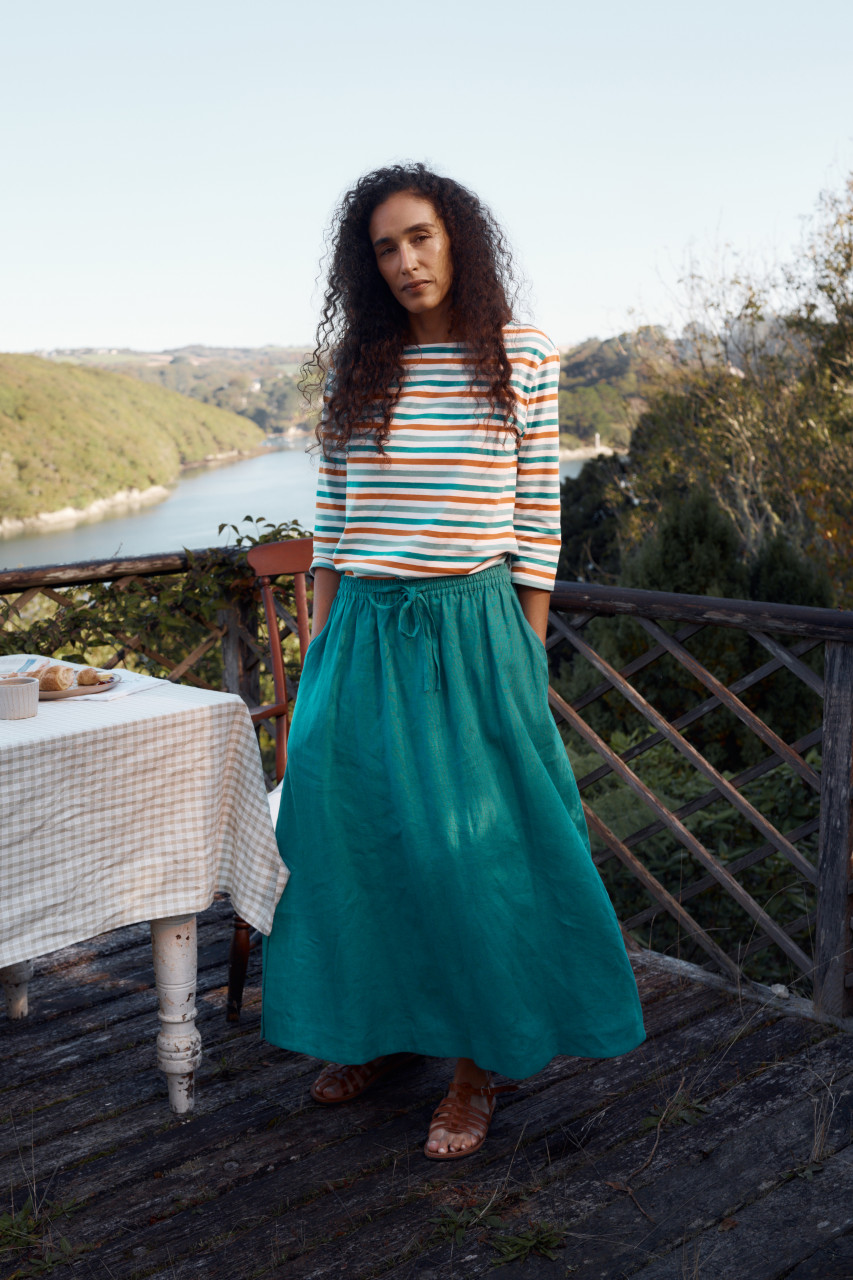 Seasalt Cornwall Streifenshirt Sailor Damen Türkis Orange Weiß GOTS